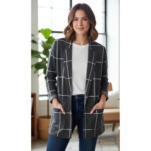 LOFT Women's Long Sleeve Open Front Cardigan Sweater Collared 100% Cotton Size S